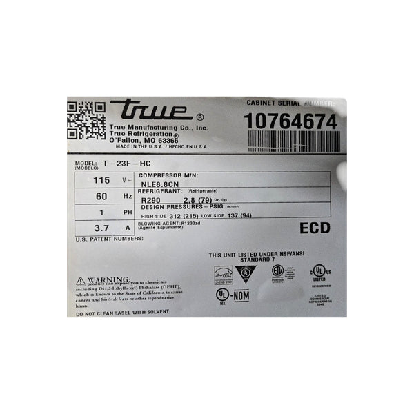 TRUE T-23F-HC Upright Freezer - 1 Solid Door - 27 Inch