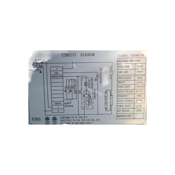 Omcan UBB-24-72F-HC Back Bar Cooler - 3 Door - 72 Inch