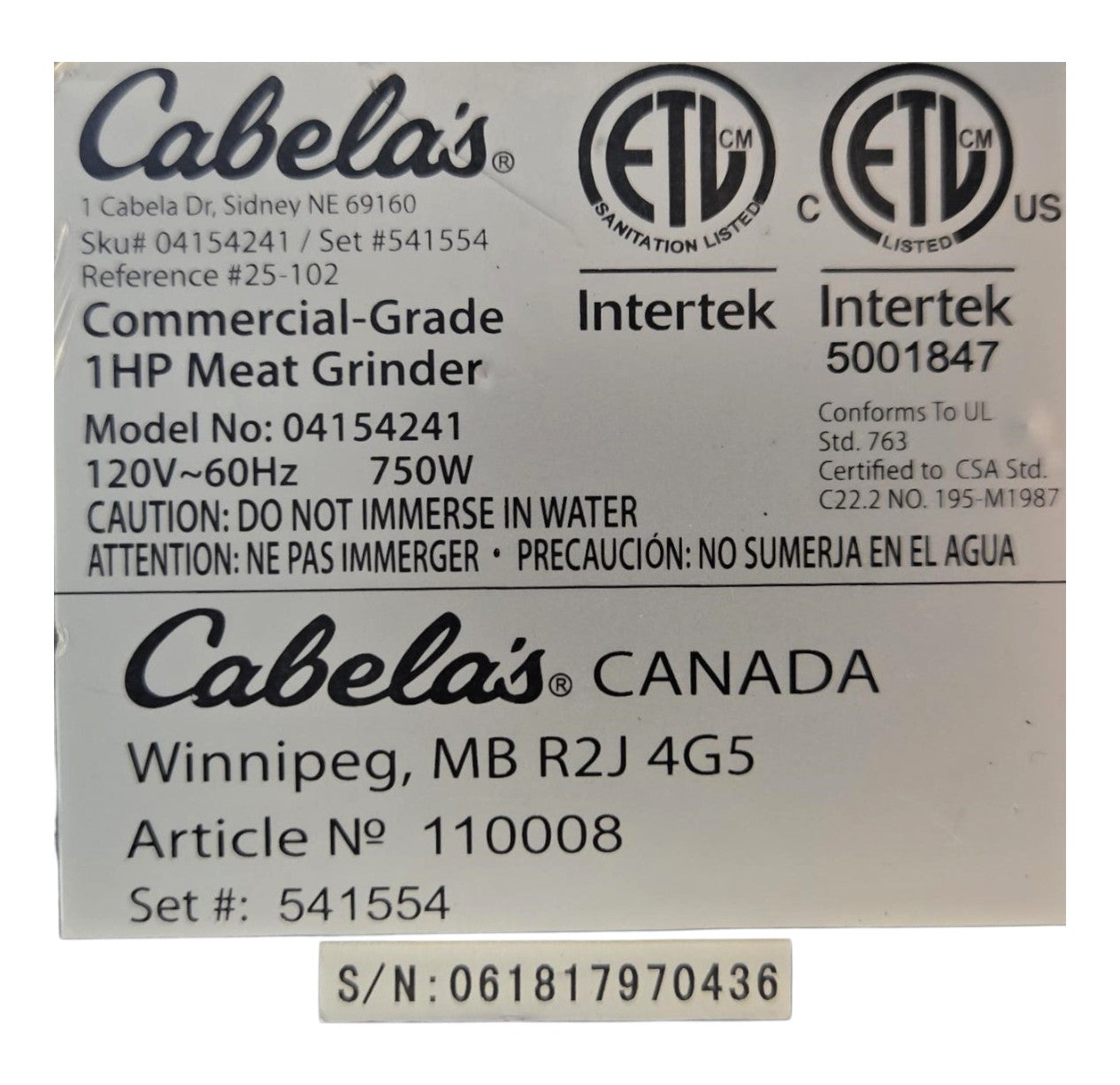Cabela's  4154241 Carnivore Meat Grinder