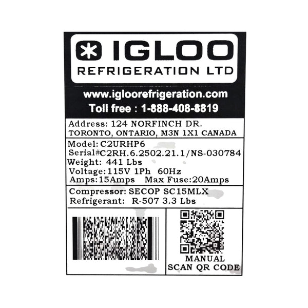 Igloo C2URHP6 Glass Refrigerated Pastry Case - 71.5 Inch