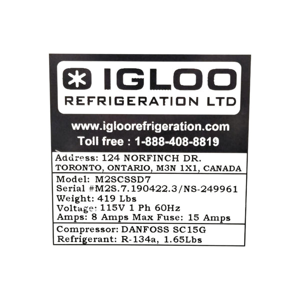 Igloo M2SCSSD7 Refrigerated Deli Glass Display Case