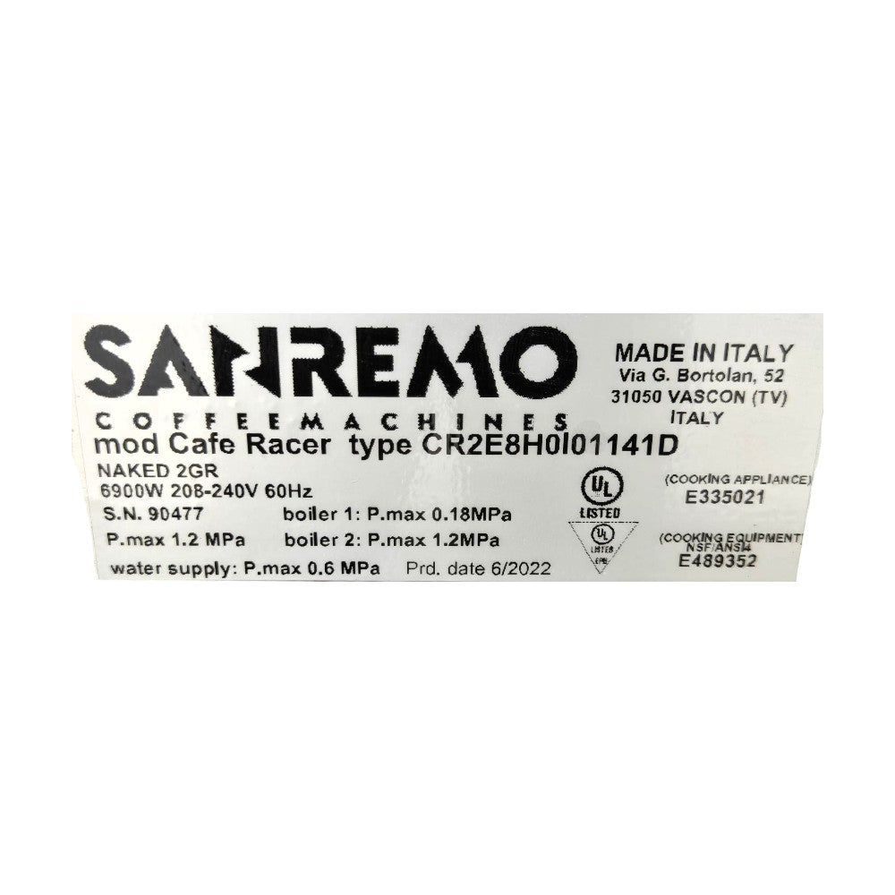 Sanremo Cafe Racer  Group 2 Combo With Fiorenzato Grinder and Water System
