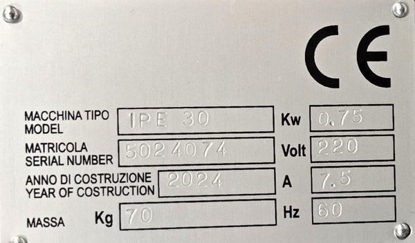 Italiana FoodTech IPE30 Pasta Extruder with Trays