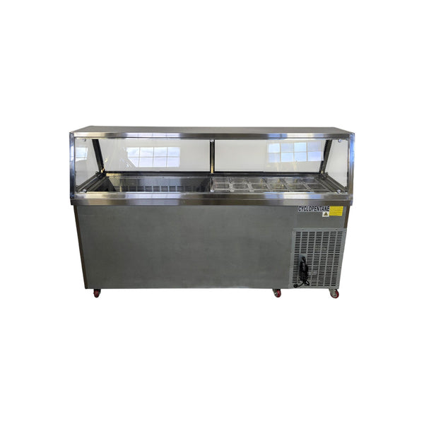 Sub-Equip CUSC-84G-2D Refrigerated Prep Table with Sneeze Guard - 84 inch