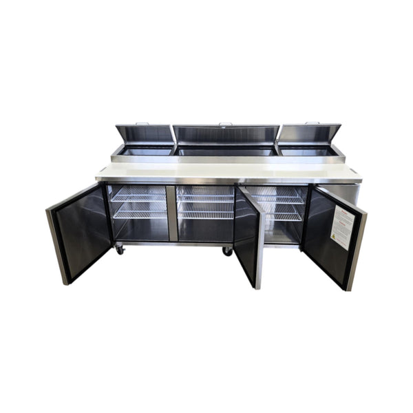 EFI CPDR3-93VC Refrigerated Pizza Prep Table - 3 Solid Door - 93 Inch