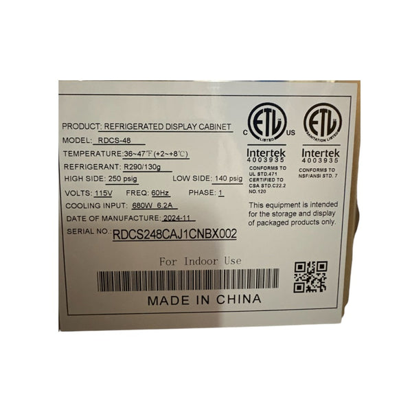 Atosa RDCS-48 Refrigerated Display Case - 47 inch