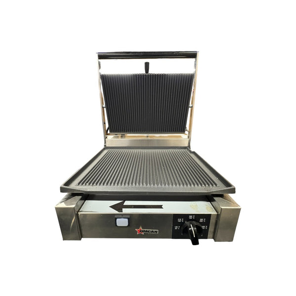 Omcan 11377 Panini Grill - Ribbed - 10 x 14