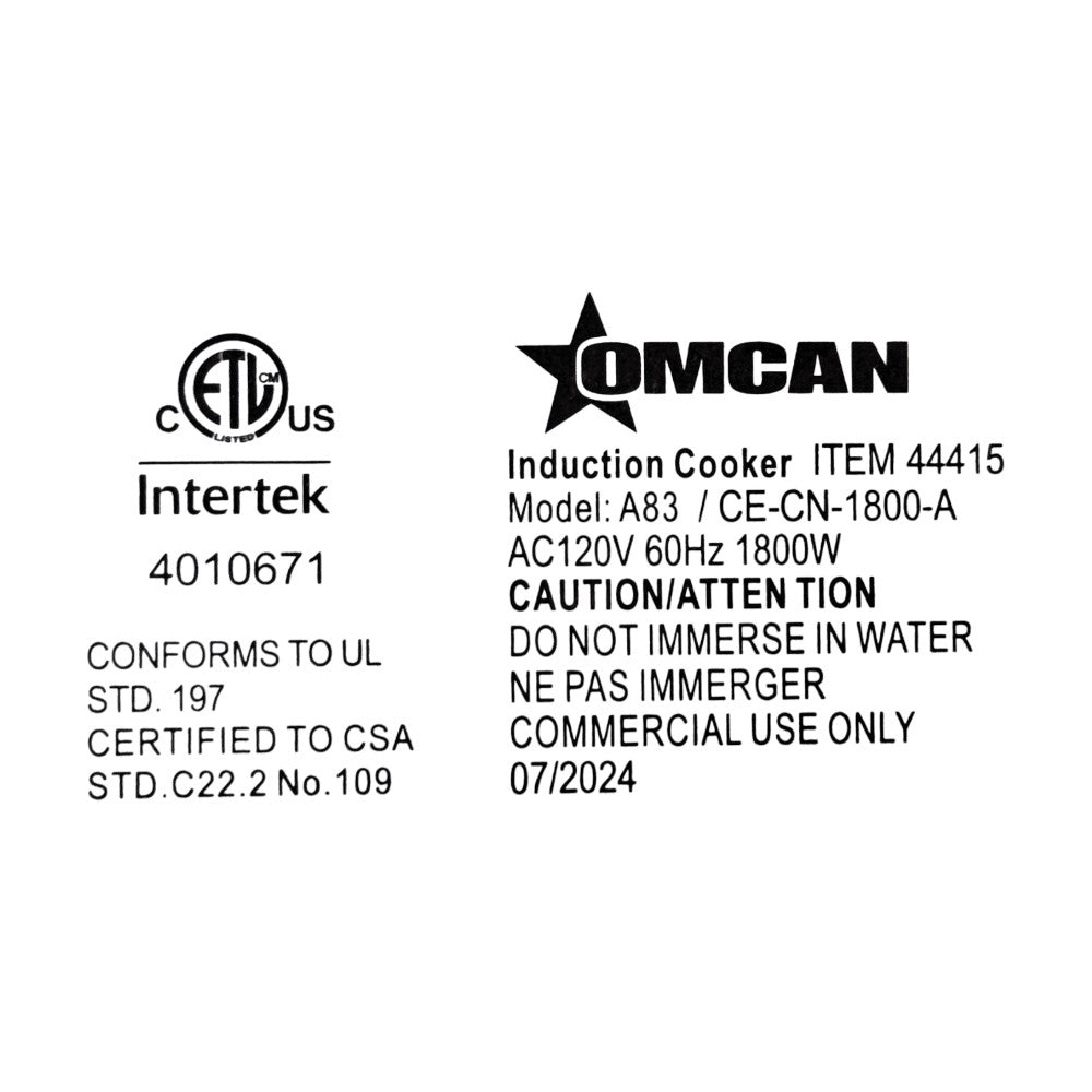 Omcan 44415 Induction Cooker