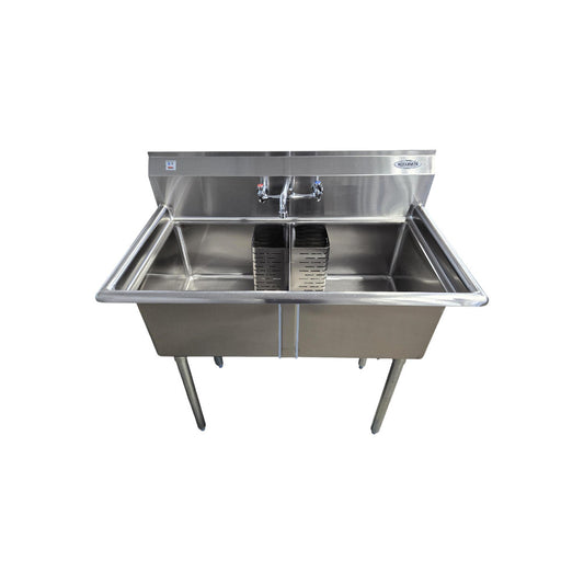 Omcan 22113 18x18x11 inch Two Tub Sink
