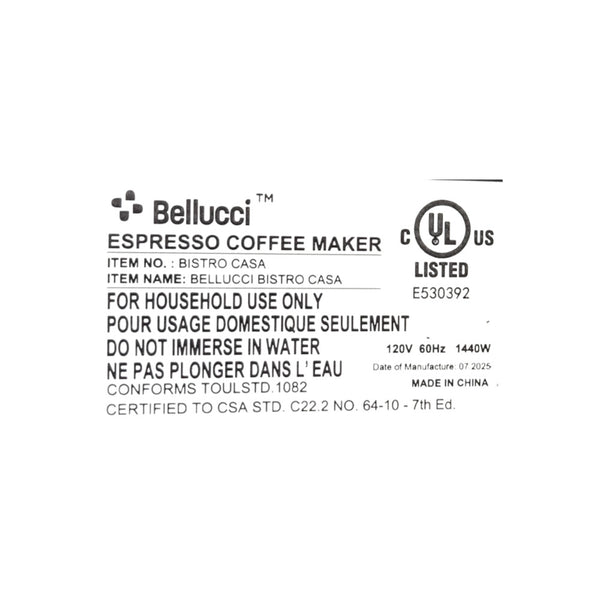 Bellucci BISTRO CASA Espresso Machine