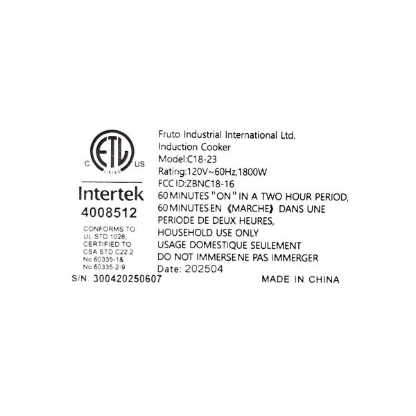 Eurodib C18-23 Induction Cooker