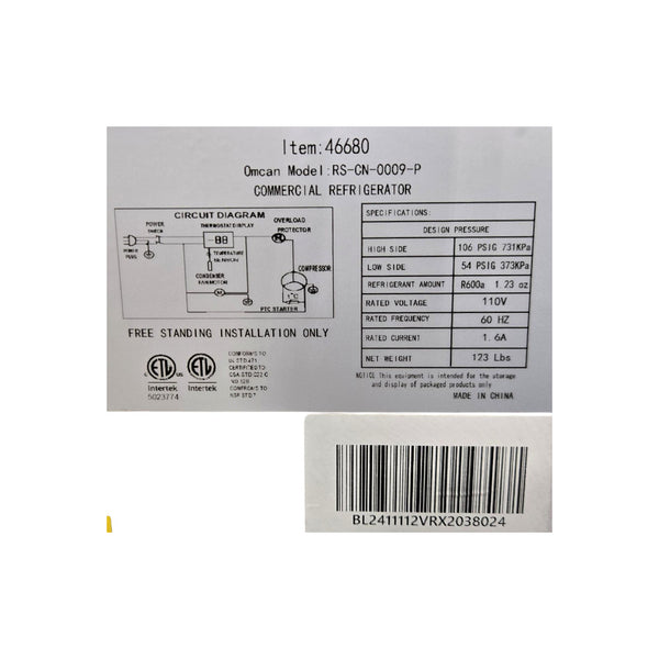 Omcan 41145 Pizza Prep Refrigerator with  Omcan 46680 Refrigerated Rail