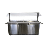 Omcan PT-CN-1778-S-HC Refrigerated Salad Bar with Sneeze Guard -3 Solid Doors - 72''