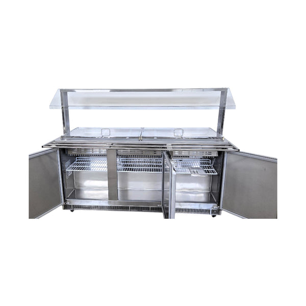 Omcan PT-CN-1778-S-HC Refrigerated Salad Bar with Sneeze Guard -3 Solid Doors - 72''