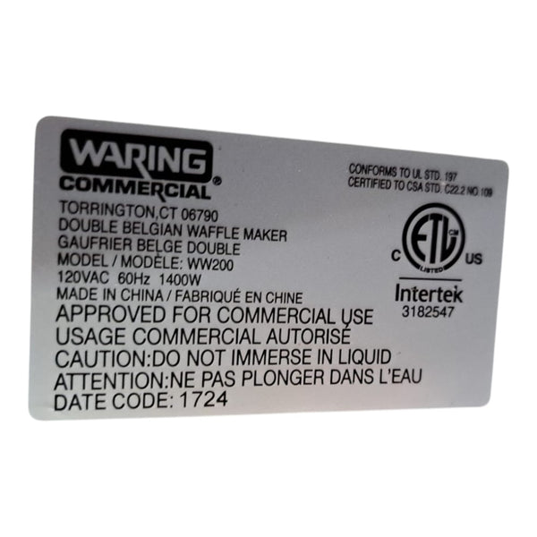Waring WW200 Waffle Maker