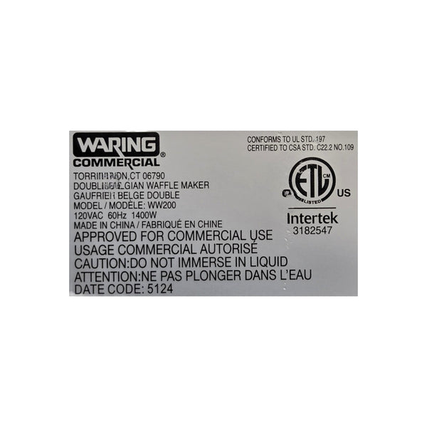 Waring WW200 Waffle Maker