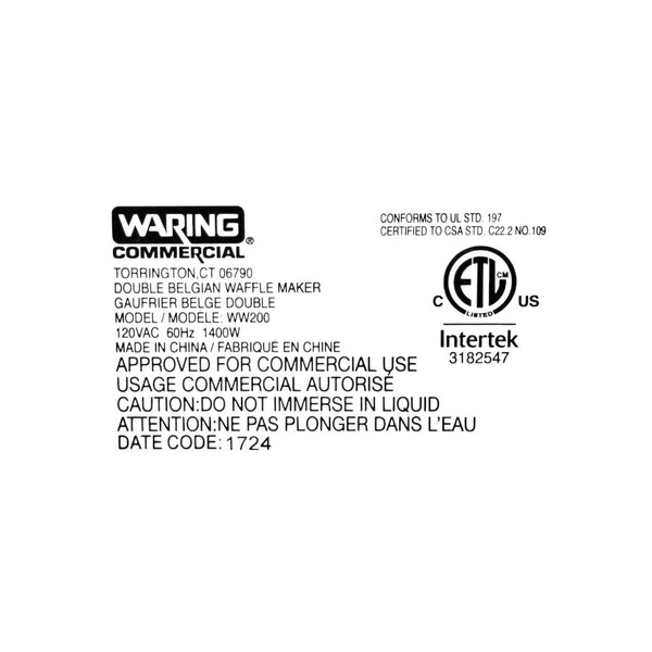 Waring WW200 Waffle Maker