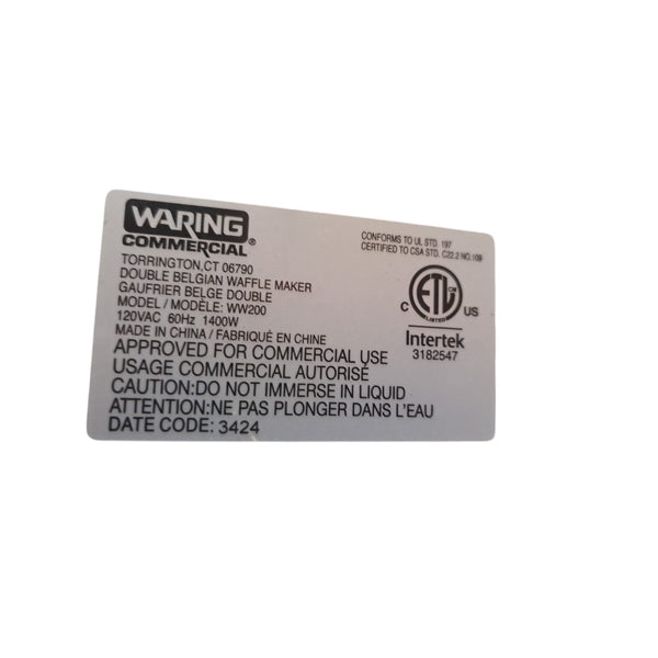 Waring WW200 Waffle Maker