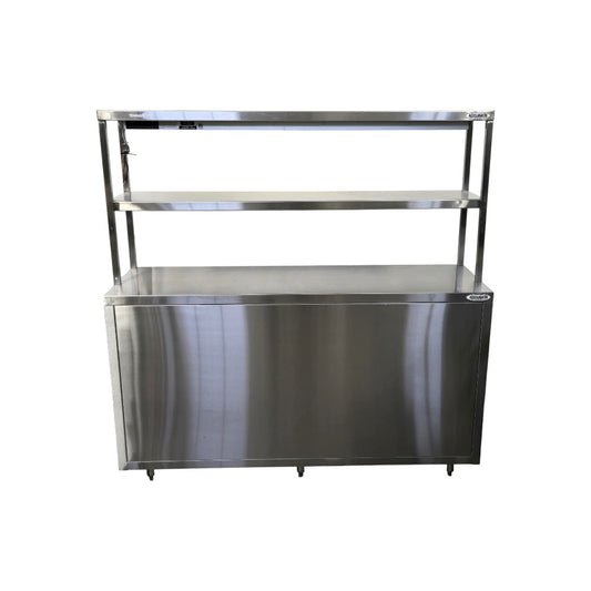 Thorinox TK0C-1860-SS Open Storage Cabinet with Double Overshelf and Hatco GRAH-54 Glo-Ray Strip Heater