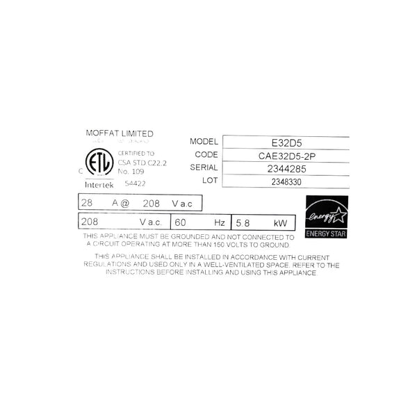 Turbofan E32D5 Digital Electric Convection Oven with Stand