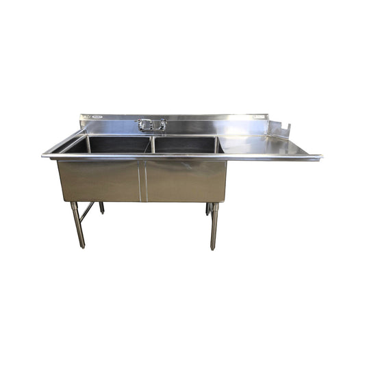 EFI S1824-2L-DW Two Compartment Dishwasher Sink With Right Drain Board