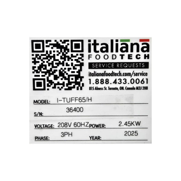 Italiana Foodtech I-TUFF65/H Twin Arm Dough Mixer- Never Used