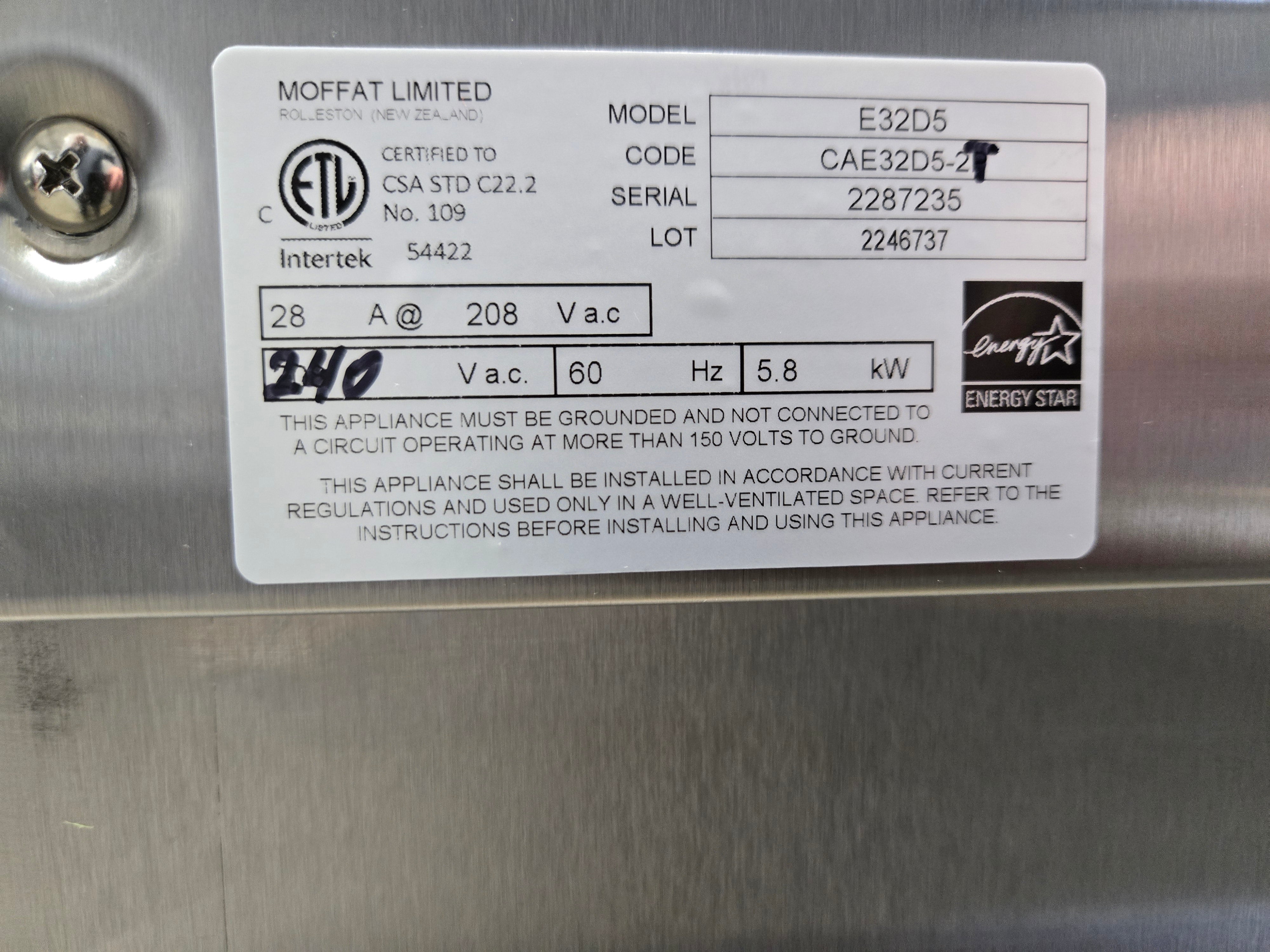 TURBOFAN E32D5 Double Stacked Electric Convection Ovens