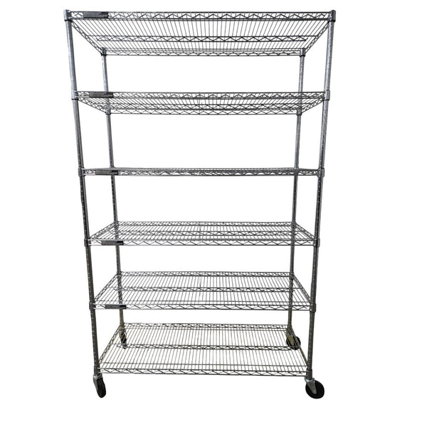 Custom Wire Rack Chrome Wire Rack - 6 Shelves with Wheels