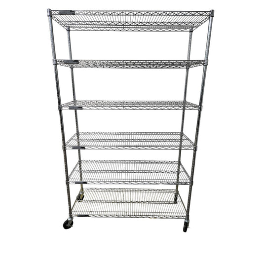 Custom Wire Rack Chrome Wire Rack - 6 Shelves with Wheels