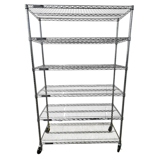Custom Wire Rack Chrome Wire Rack - 6 Shelves with Wheels