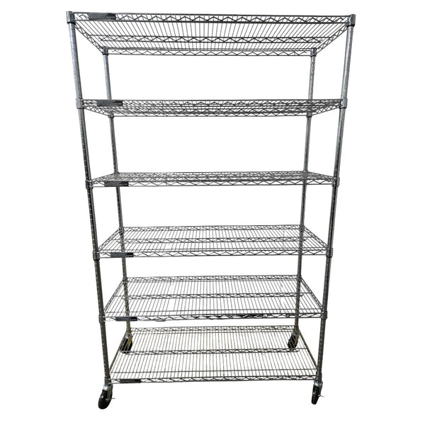 Custom Wire Rack Chrome Wire Rack - 6 Shelves with Wheels