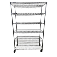Custom Wire Rack Chrome Wire Rack - 6 Shelves with Wheels