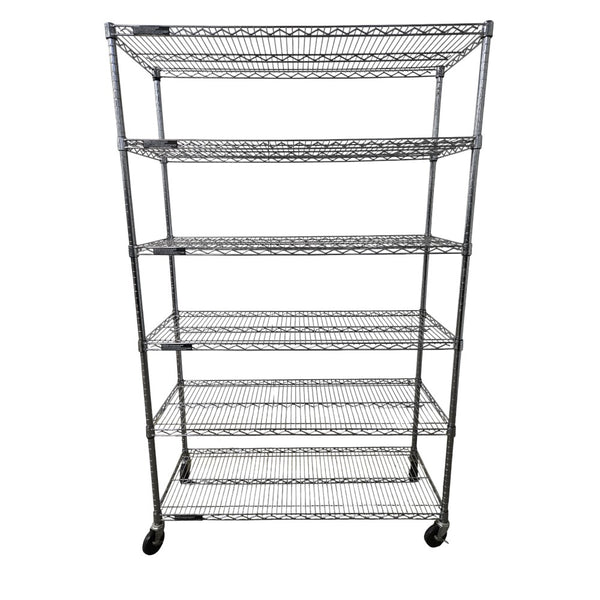 Custom Wire Rack Chrome Wire Rack - 6 Shelves with Wheels