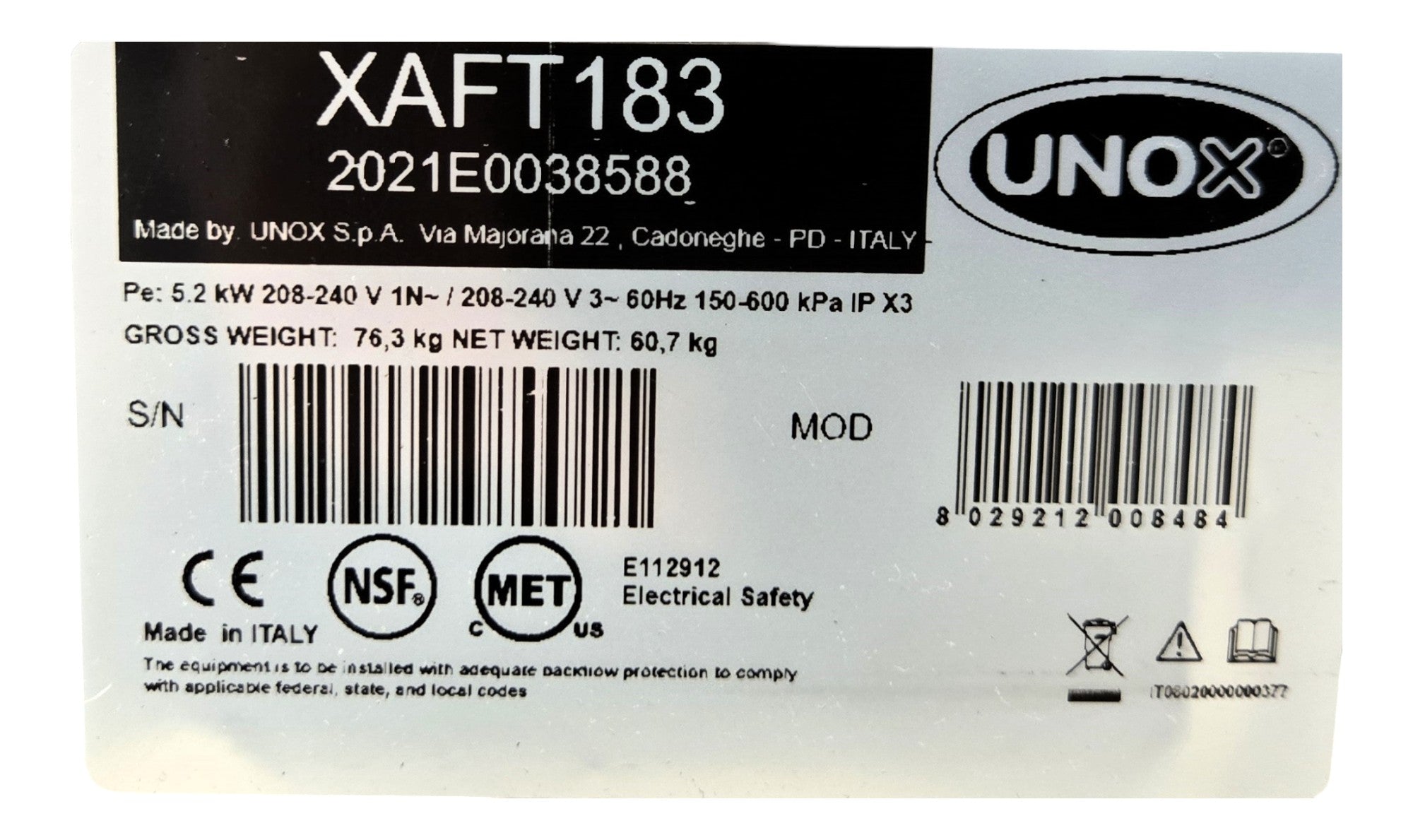 Unox XAFT183 Counter Top Convection Oven