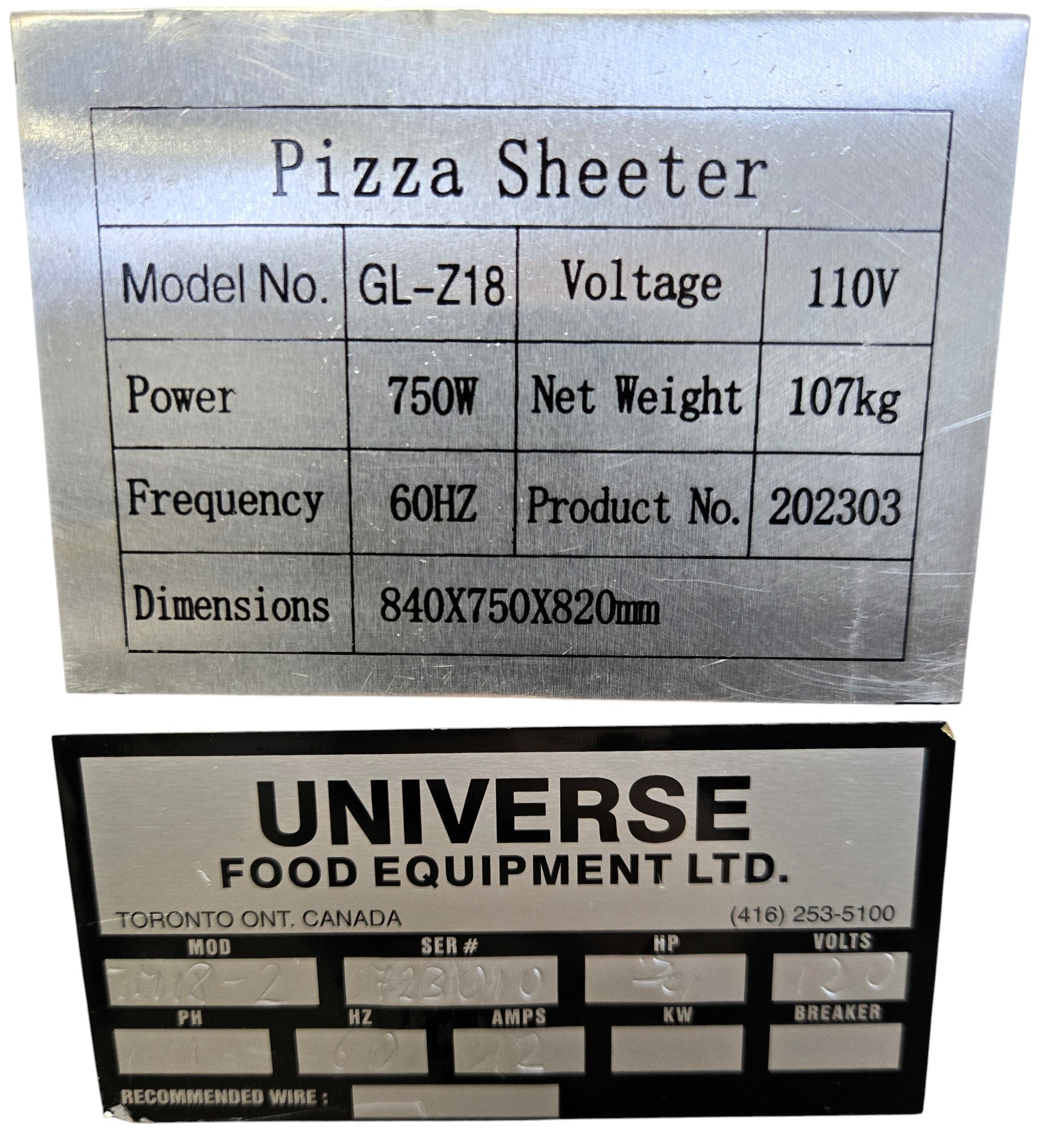 Universe TM18-2 Dough Sheeter