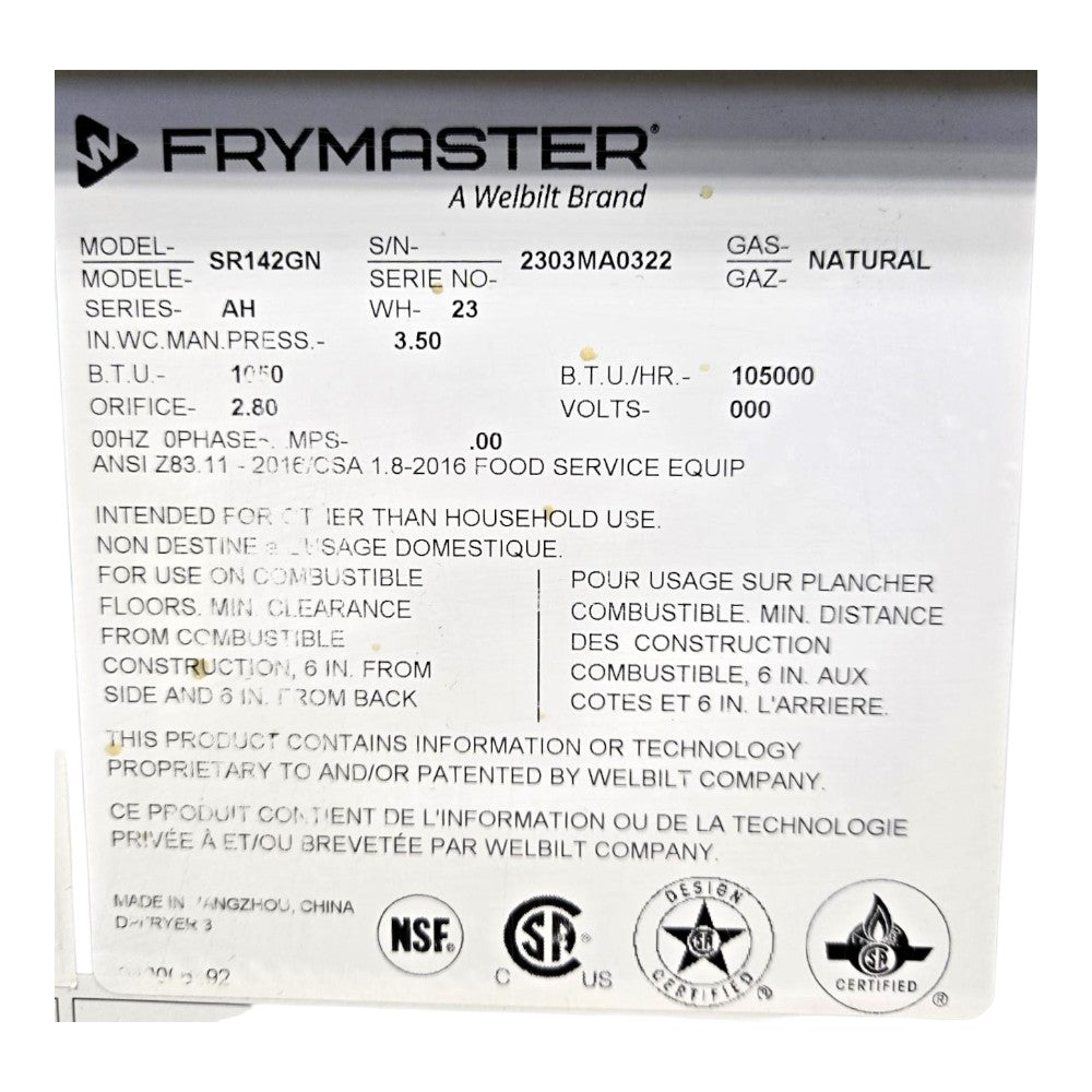 Frymaster  SR142GN Floor Fryer - Natural Gas