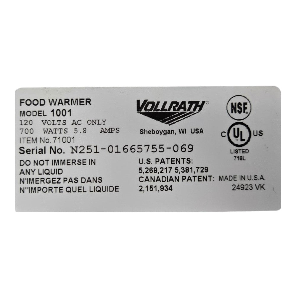 Vollrath 1001 Food Warmer