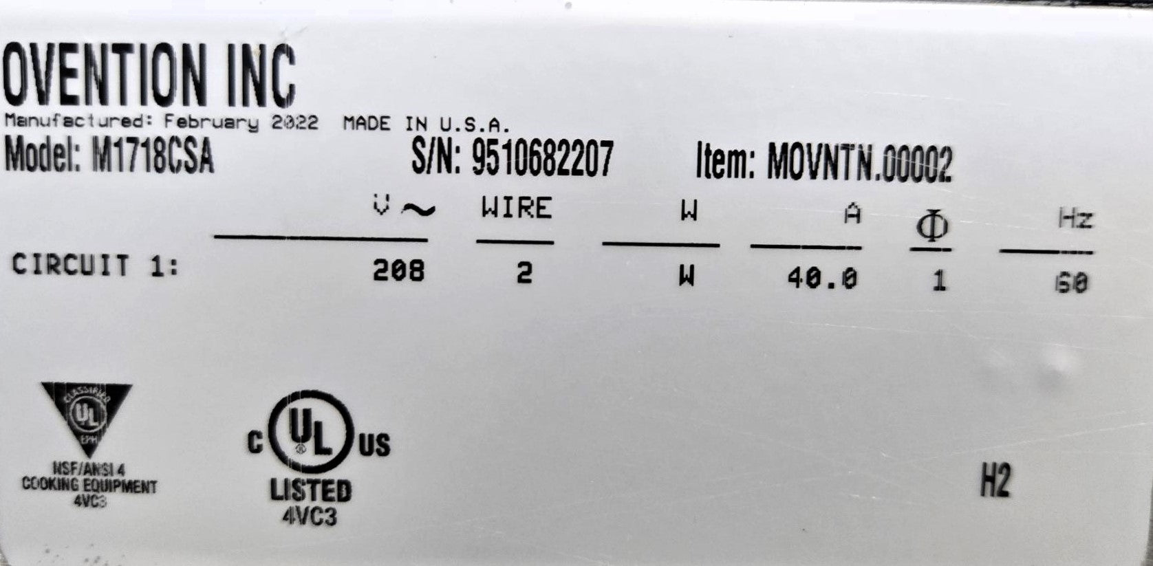 Ovention M1718CSA Matchbox Oven