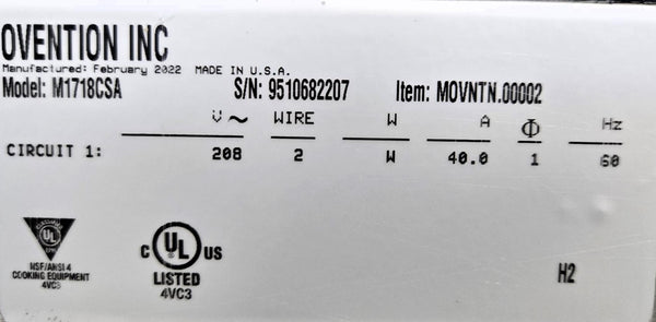 Ovention M1718CSA Matchbox Oven