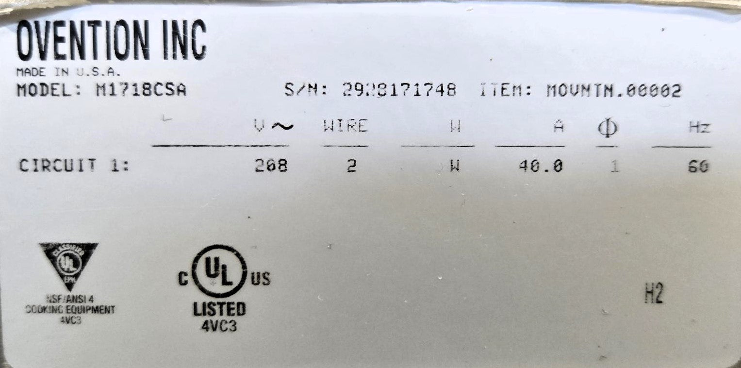 Ovention M1718CSA Matchbox Oven