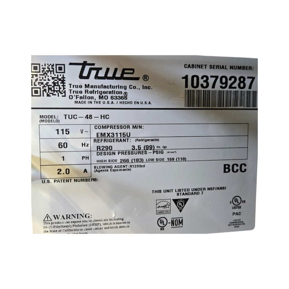 TRUE TUC-48-HC - Undercounter Refrigerator 48
