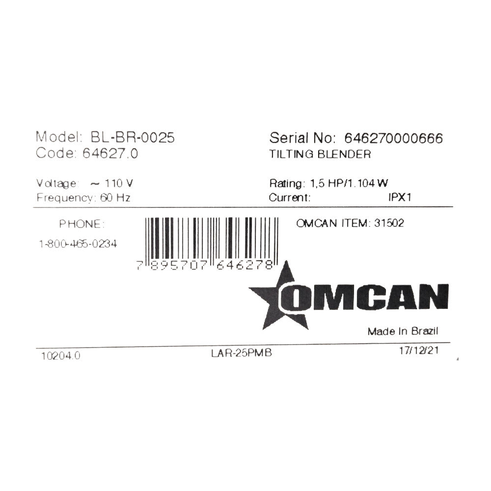 Omcan 31502 Tilting Blender