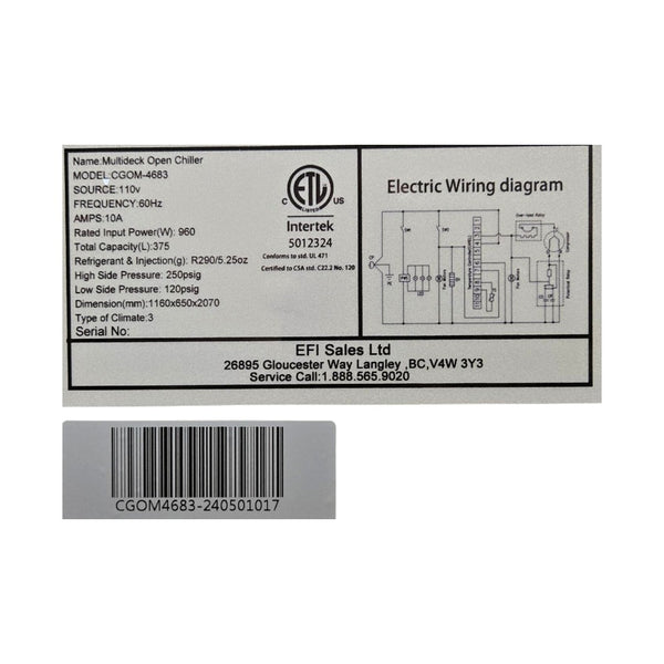 EFI CGOM-4683 Open Air Refrigerator - 46 Inch
