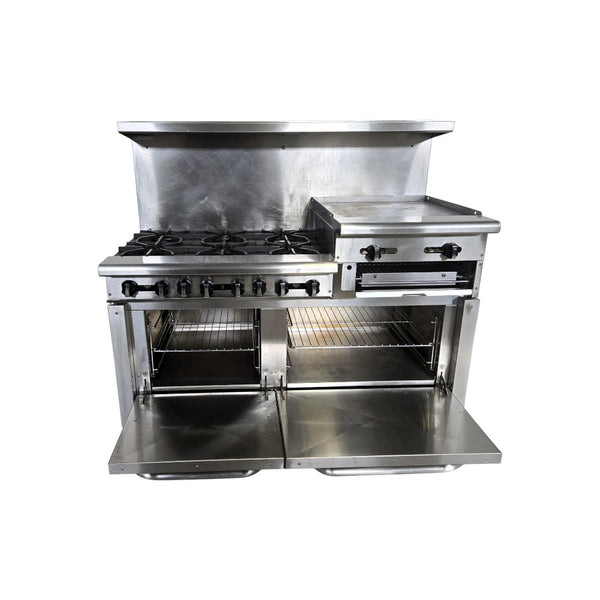 Asber AEMR-2-RG24-B60HNG Range with Raised Griddle and Ovens - Natural Gas