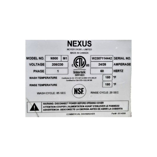 Moyer Diebel N900 M1 Moyer Diebel Undercounter High Temp Dishwasher