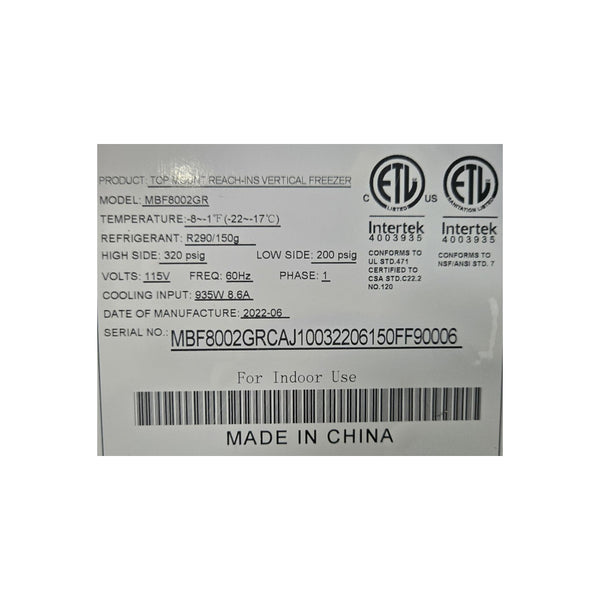 Atosa MBF8002GR Atosa Reach in Freezer