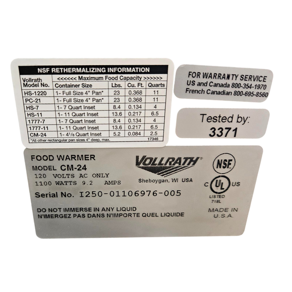 Vollrath Caynne CM-24 - Food Warmer