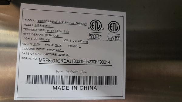 Atosa MBF8501GR Reach In Freezer