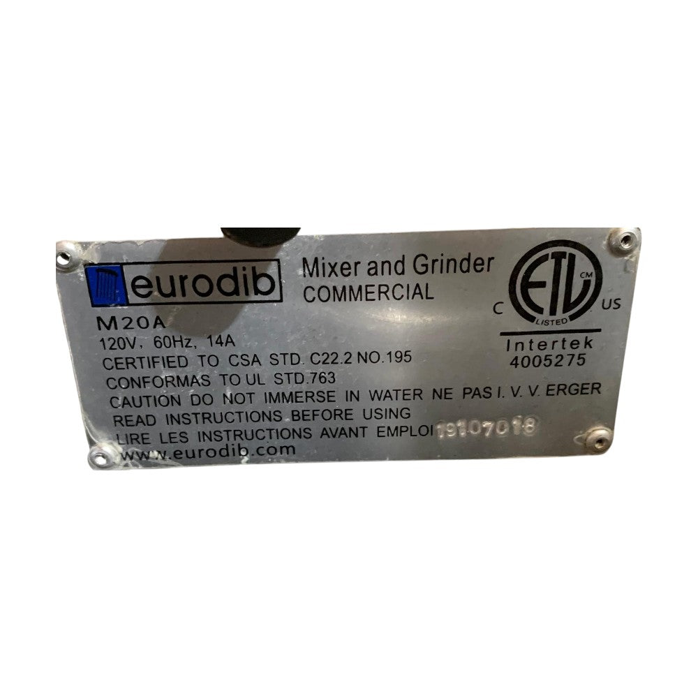 Eurodib M20A Planetary Mixer - 20 Qt