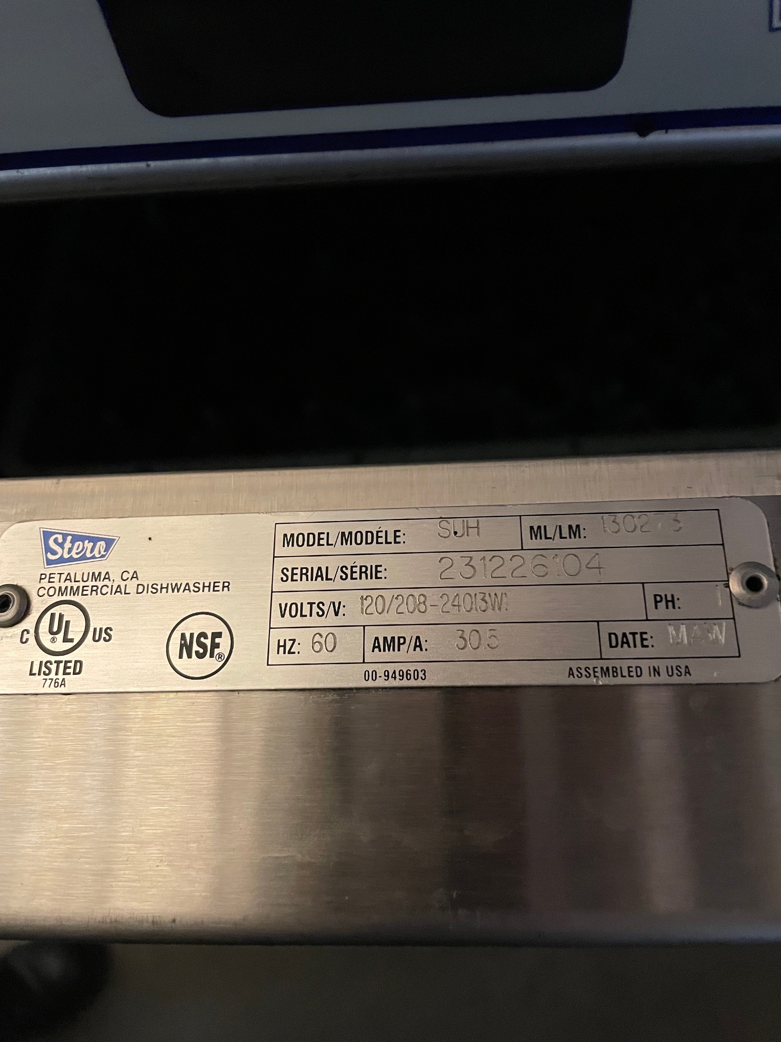 Stero SUH-130238 Undercounter Dishwasher
